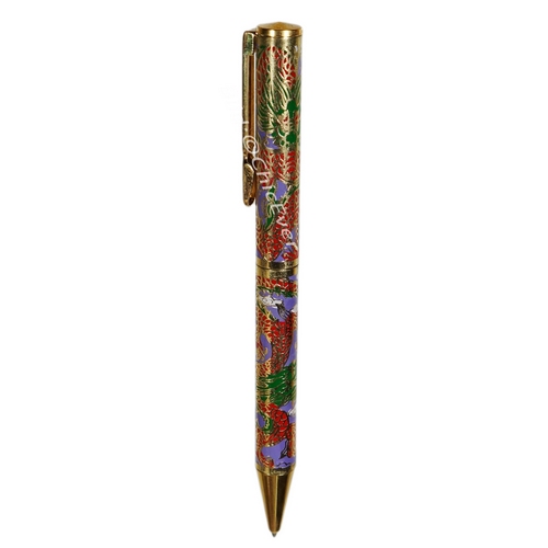 Kugelschreiber Cloisonne Emaille Drachen lila violett gold 5397c